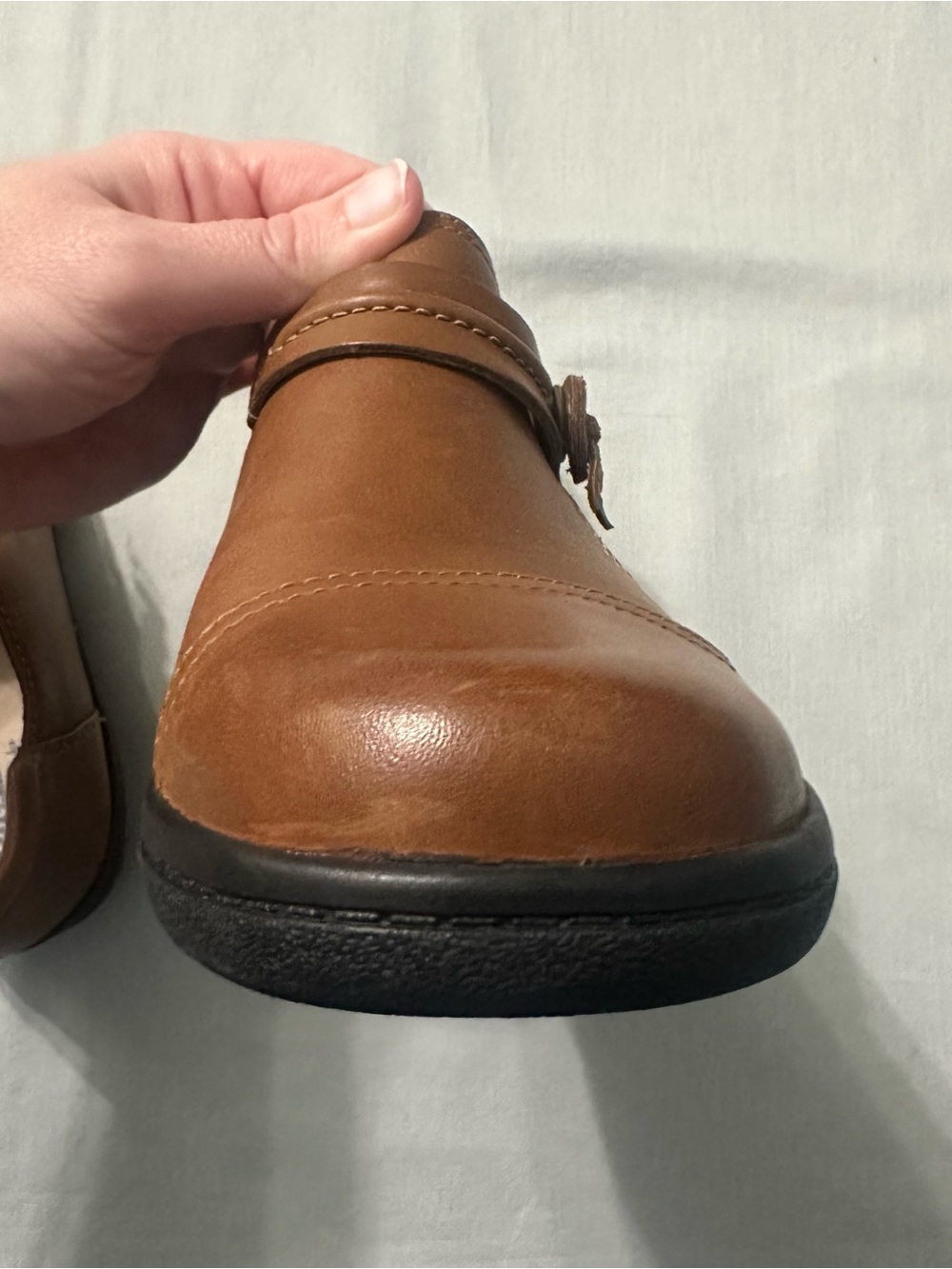 Clarks Collection Womens 8 M Brown Leather Slip On Comfort Loafers Clogs - Picture 7 of 14